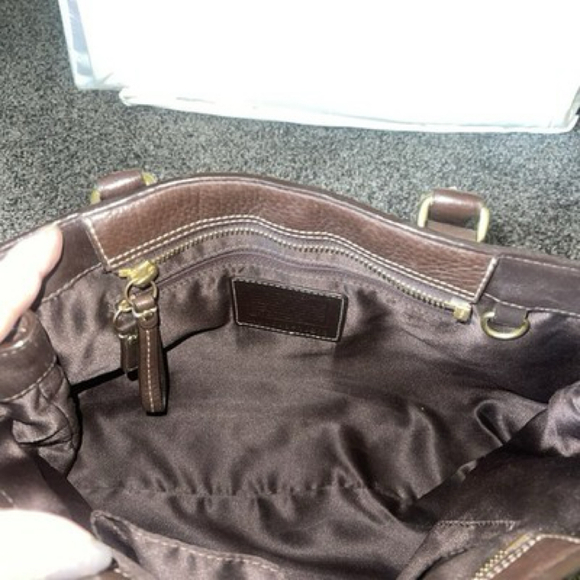 Vintage Coach Hampton Brown Pebbled Leather Satchel Bag Shoulder Tassel 10212 - Picture 7 of 9